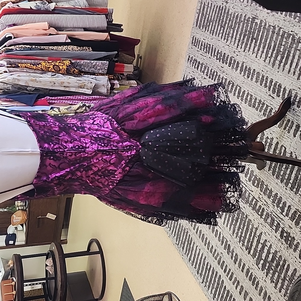 Vintage Night Moves 80s 90s Pink Lame & Lace Tutu Party Prom Dress sz 13/14 - Picture 4 of 6